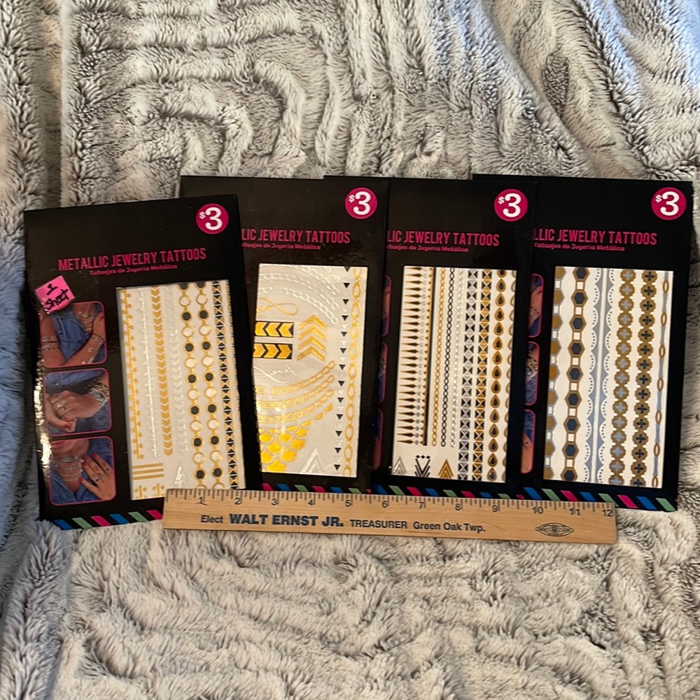 Metallic Jewelry Tattoos - 1 sheet per pack. ONLY 1 sheet per pack.